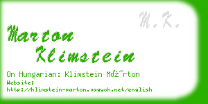 marton klimstein business card